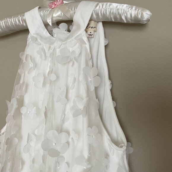 NEW! White Floral dress New York and company featured brand, Lena, 3D flowers. - Picture 2 of 13